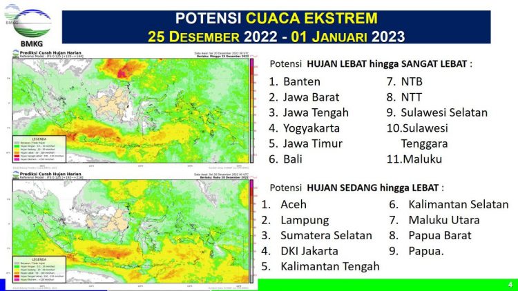 Tahun Baru 2023, BMKG Prediksi Hampir Seluruh Indonesia Dilanda Hujan Lebat