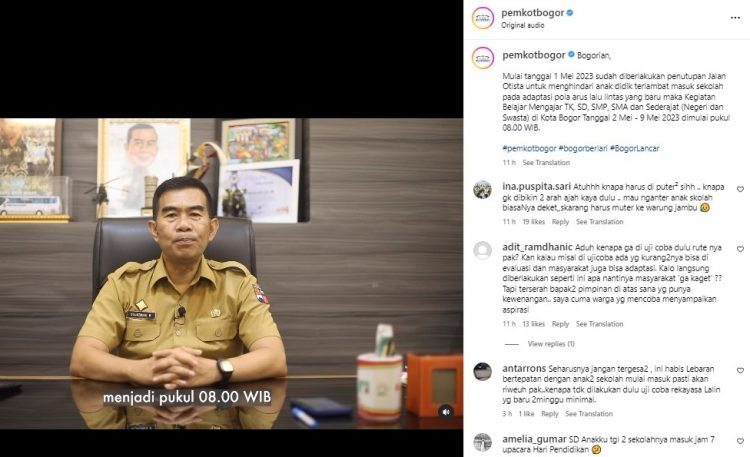 Jalan Otista Ditutup, Jam Masuk Sekolah Menjadi Pukul 08.00