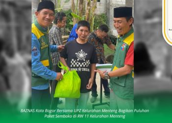Baznas Kota Bogor dan UPZ Kelurahan Menteng Bagikan  Sembako ke Warga