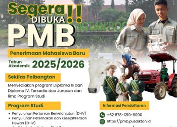 Pendaftaran Mahasiswa Baru Polbangtan Bogor Jalur Prestasi Tahun Akademik 2025/2026 Resmi Dibuka